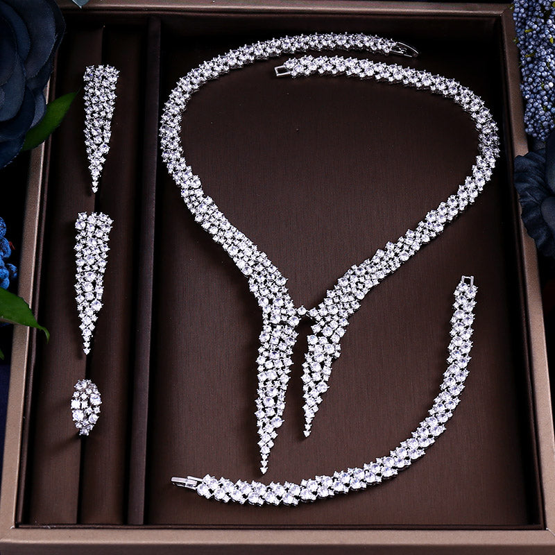 Cubic Zircon Water Drop Jewelry Set